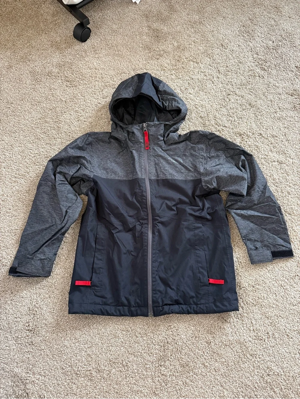 The North Face Kids' Hooded Two-Tone Black & Gray Zip Up Jacket Size Small 7/8